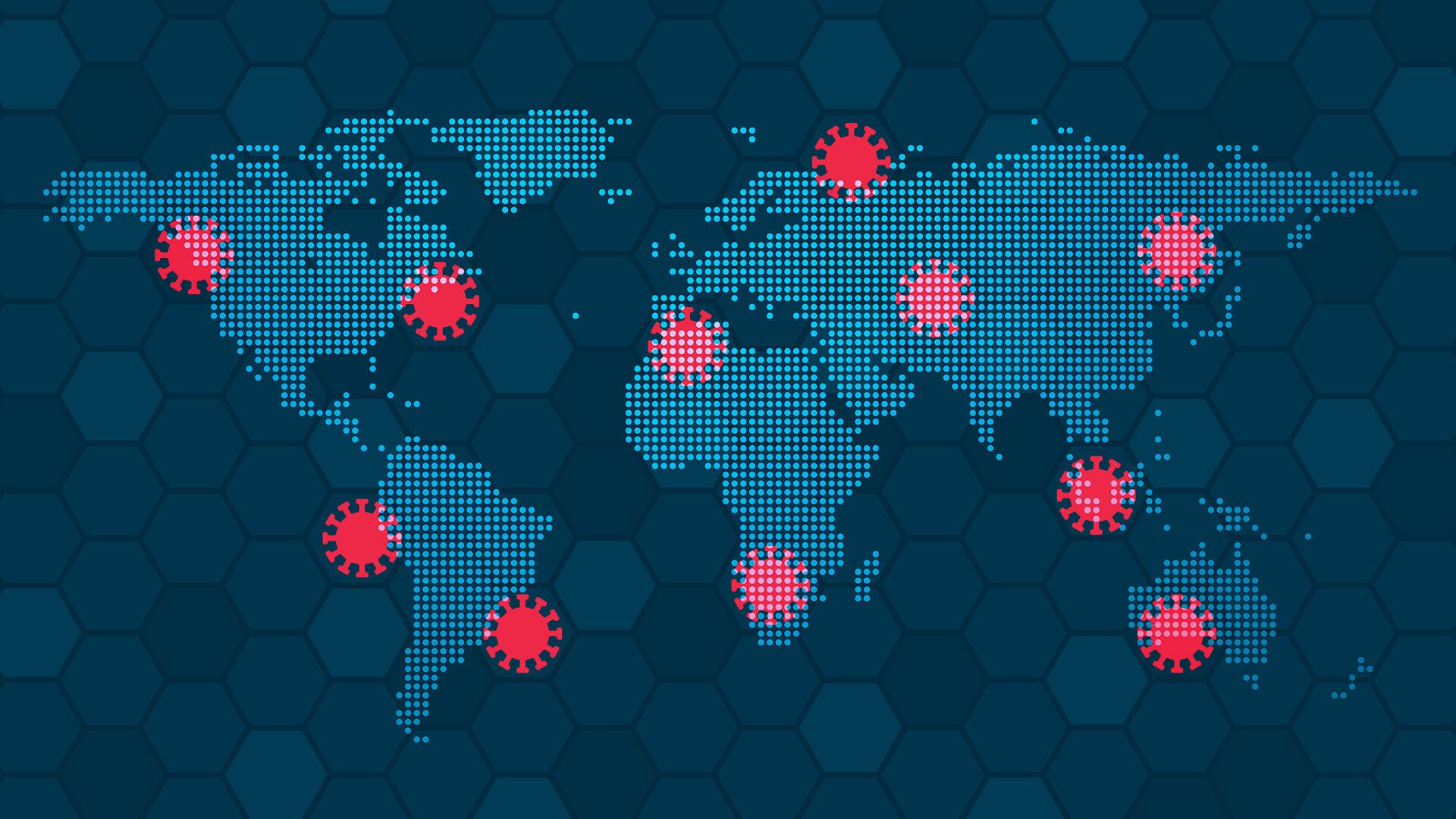 Weltkarte, markiert mit roten Punkten